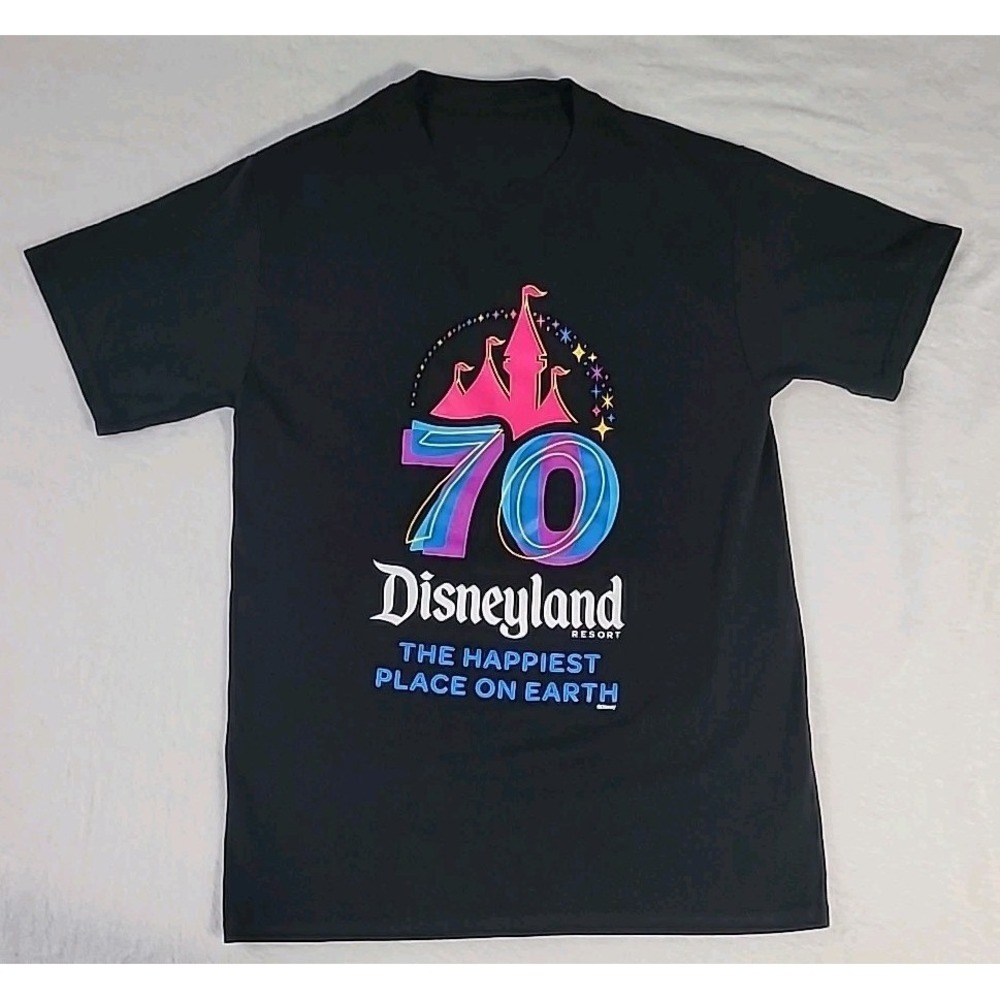 2025 Disneyland 70thAnniversary Celebrate Happy T-shirt Black, Adult S -PreOwned